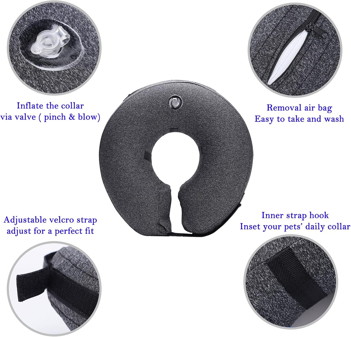 Katoggy Inflatable Dog Collar DARK GREY MEDIUM