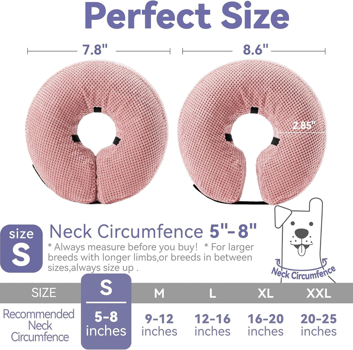 Loflaze Soft Inflatable Dog Cone Collar Pink SMALL
