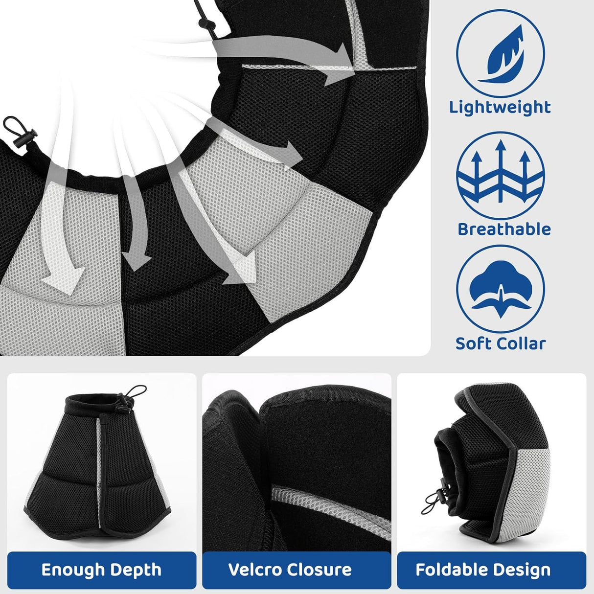 SUNFURA Dog Cone BLACK MEDIUM
