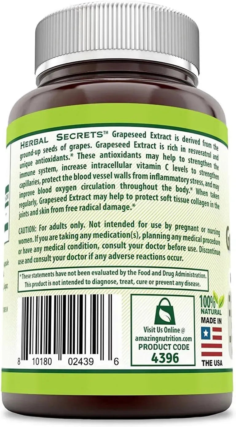 HERBAL SECRETS - Herbal Secrets Grapeseed Extract 400Mg. 120 Capsulas 2 Pack - The Red Vitamin MX - Suplementos Alimenticios - {{ shop.shopifyCountryName }}