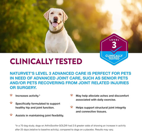 NATURVET - NaturVet ArthriSoothe-GOLD Level 3 Advanced Joint Care 120 Tabletas Masticables - The Red Vitamin MX - Cuidado De Cadera Y Articulaciones Para Perros - {{ shop.shopifyCountryName }}
