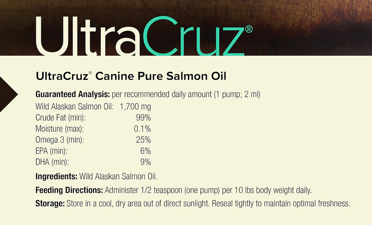 UltraCruz Canine Pure Salmon Oil Supplement for Dogs 16 Fl.Oz.