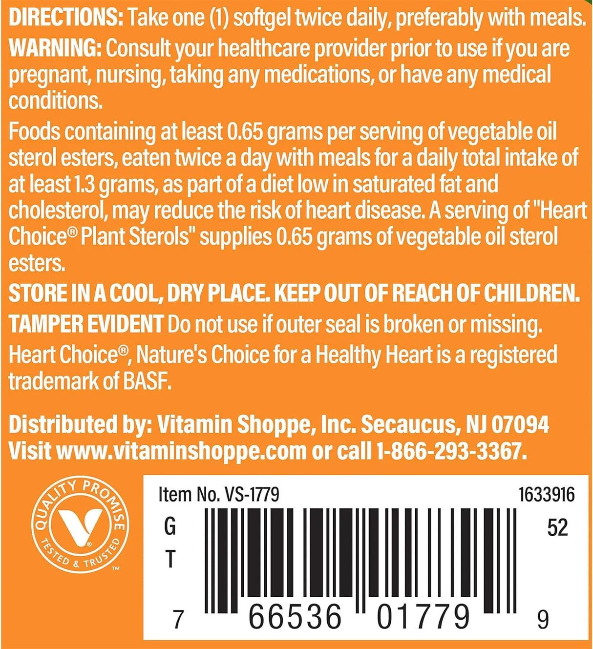 THE VITAMIN SHOPPE - The Vitamin Shoppe Heart Choice Plant Sterols 60 Capsulas Blandas - The Red Vitamin MX - Suplementos Alimenticios - {{ shop.shopifyCountryName }}