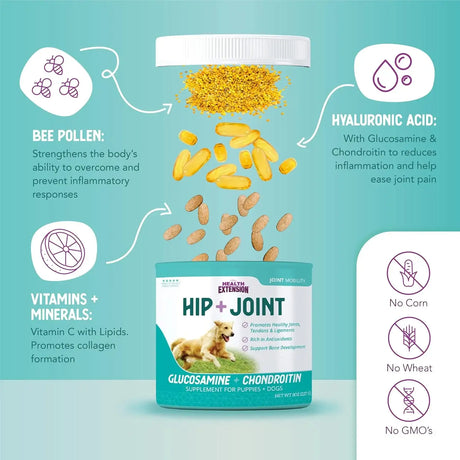 HEALTH EXTENSION - Health Extension Joint & Hip Supplement 227Gr. - The Red Vitamin MX - Cuidado De Cadera Y Articulaciones Para Perros - {{ shop.shopifyCountryName }}