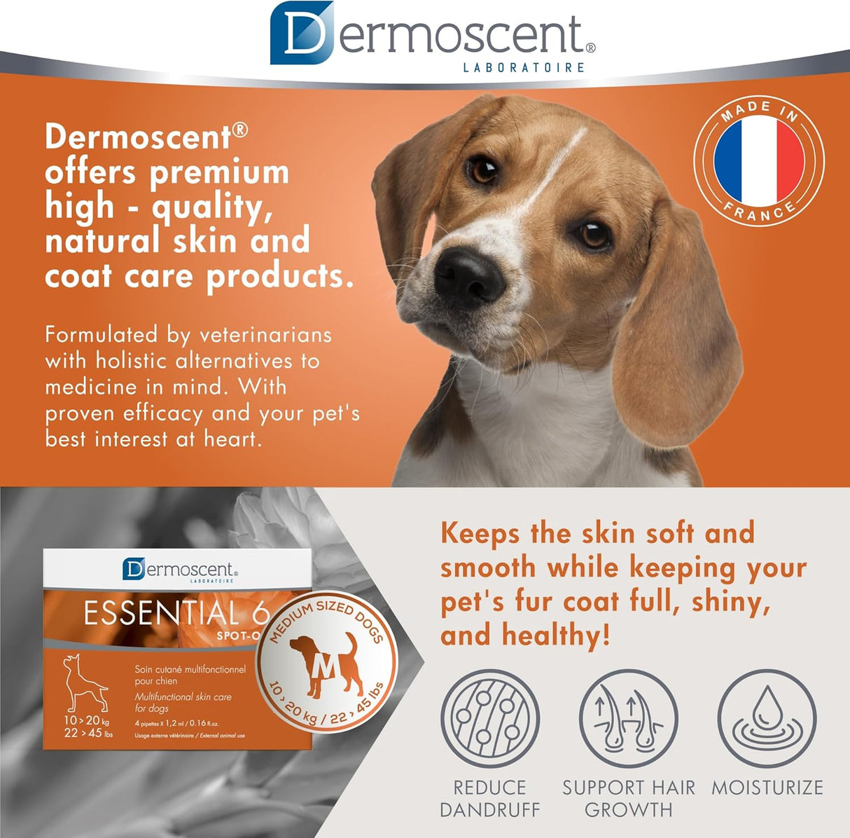 Dermoscent Essential 6 spot-on Dog Skin Care Dogs 10-20 kg 4 Paquetes