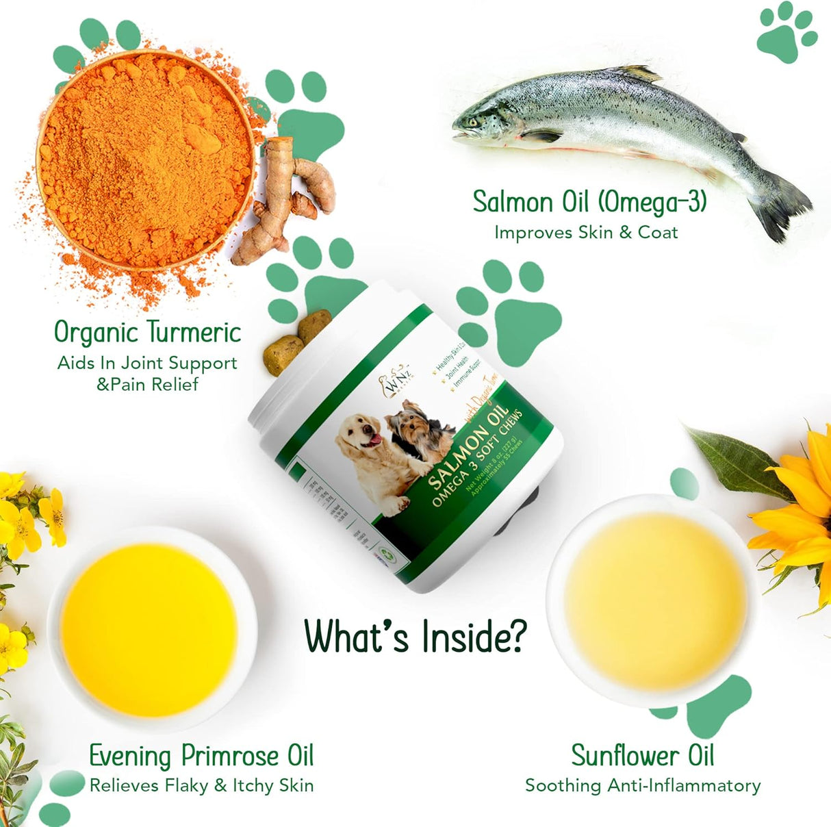 WNz Health Omega 3 Skin and Coat Chews for Dogs 55 Masticables