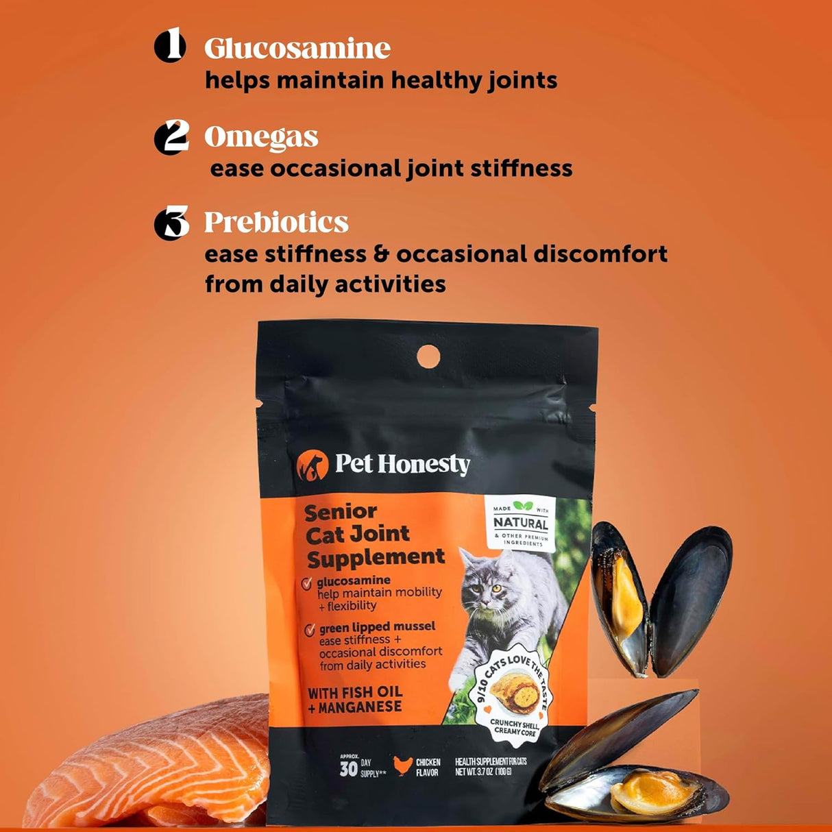 Pet Honesty Cat Hip & Joint Health Crunchy & Creamy Chews 100Gr.