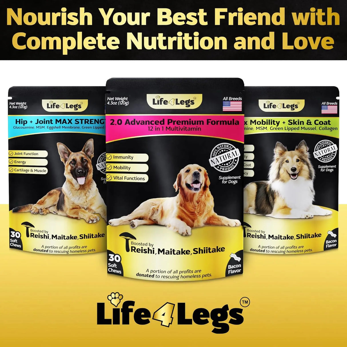 LIFE4LEGS - Life4Legs Soft Chews Dog Vitamins & Supplements Bacon 30 Masticables - The Red Vitamin MX - Multivitamínicos Para Perros - {{ shop.shopifyCountryName }}