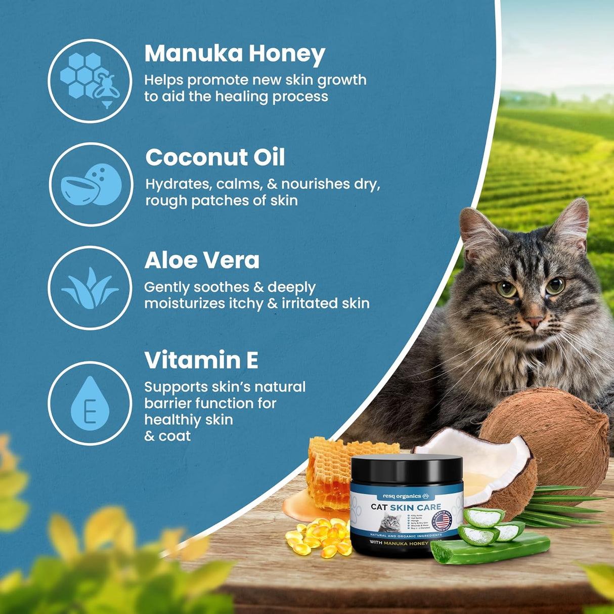 ResQ Organics Cat Paw Balm Cat Cream Hot Spot Treatment 2 Oz.