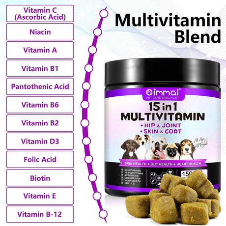 OIMMAL - OIMMAL 15 in 1 Dog Vitamins 150 Masticables - The Red Vitamin MX - Multivitamínicos Para Perros - {{ shop.shopifyCountryName }}