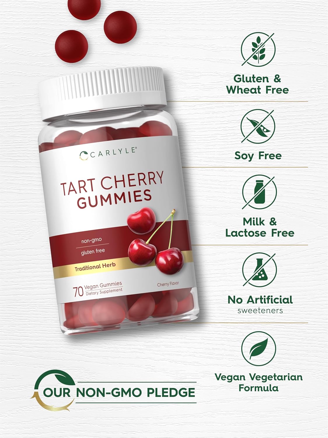 Carlyle Tart Cherry Gummies 2000Mg. 70 Gomitas