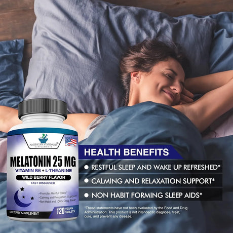 AMERICAN STANDARD SUPPLEMENTS - American Standard Supplements Melatonin 25Mg. 120 Tabletas - The Red Vitamin MX - Suplementos Alimenticios - {{ shop.shopifyCountryName }}