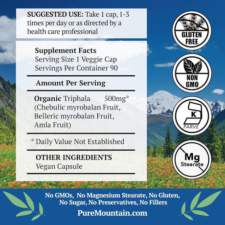 PURE MOUNTAIN BOTANICALS - Pure Mountain Botanicals Triphala 90 Capsulas - The Red Vitamin MX - Suplementos Alimenticios - {{ shop.shopifyCountryName }}