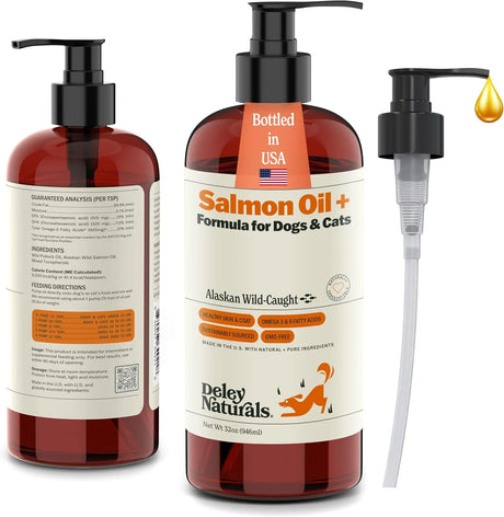 DELEY NATURALS - Deley Naturals Wild Alaskan Salmon Oil for Dogs 32 Fl.Oz. - The Red Vitamin MX - Aceite De Pescado Para Perros - {{ shop.shopifyCountryName }}