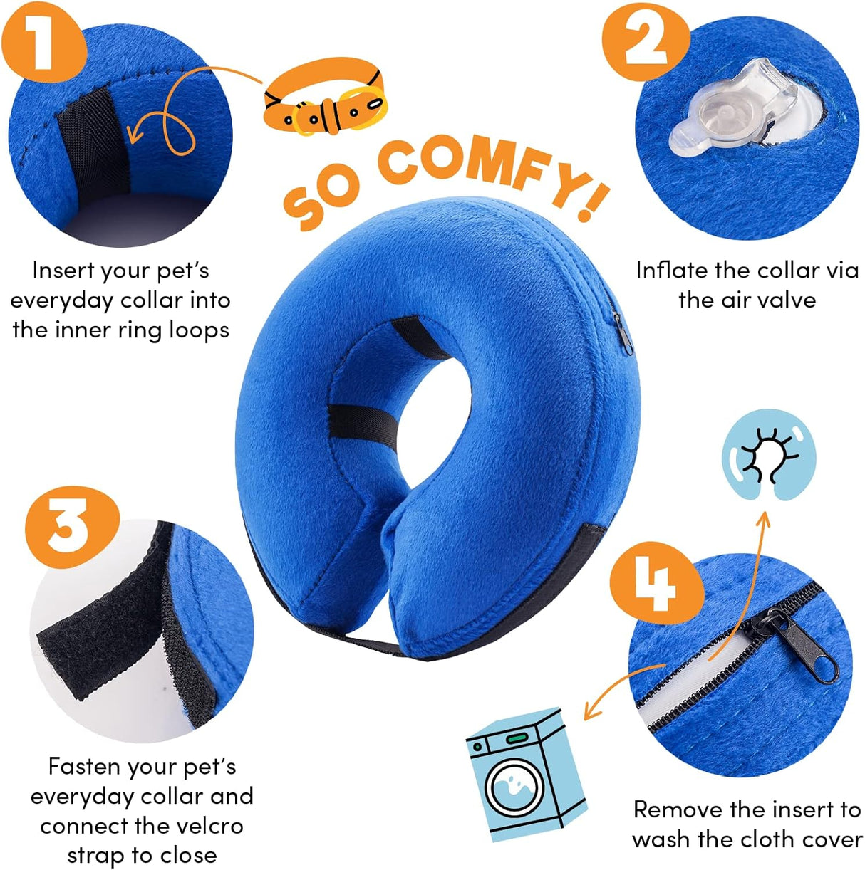 BENCMATE Inflatable Dog Cone Collar Alternative LARGE PLUS Blue