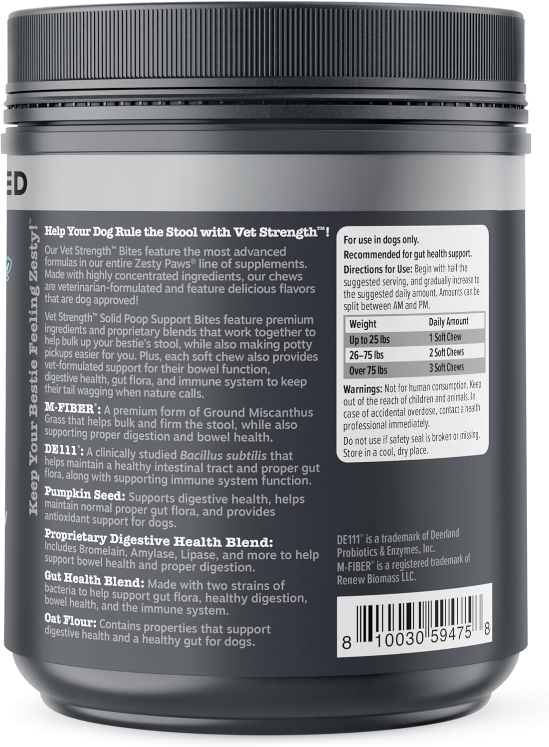 Zesty Paws Solid Poop Support Bites 90 Masticables