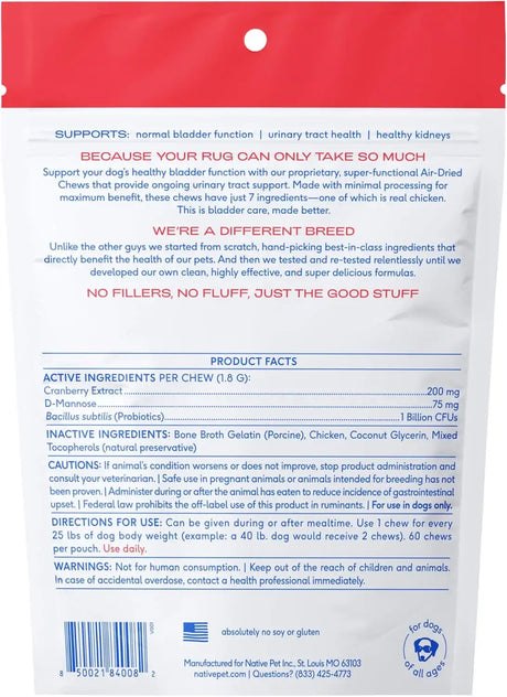 NATIVE PET - Native Pet Dog UTI Treatment 60 Masticables - The Red Vitamin MX - Salud De Tracto Urinario Para Perros - {{ shop.shopifyCountryName }}