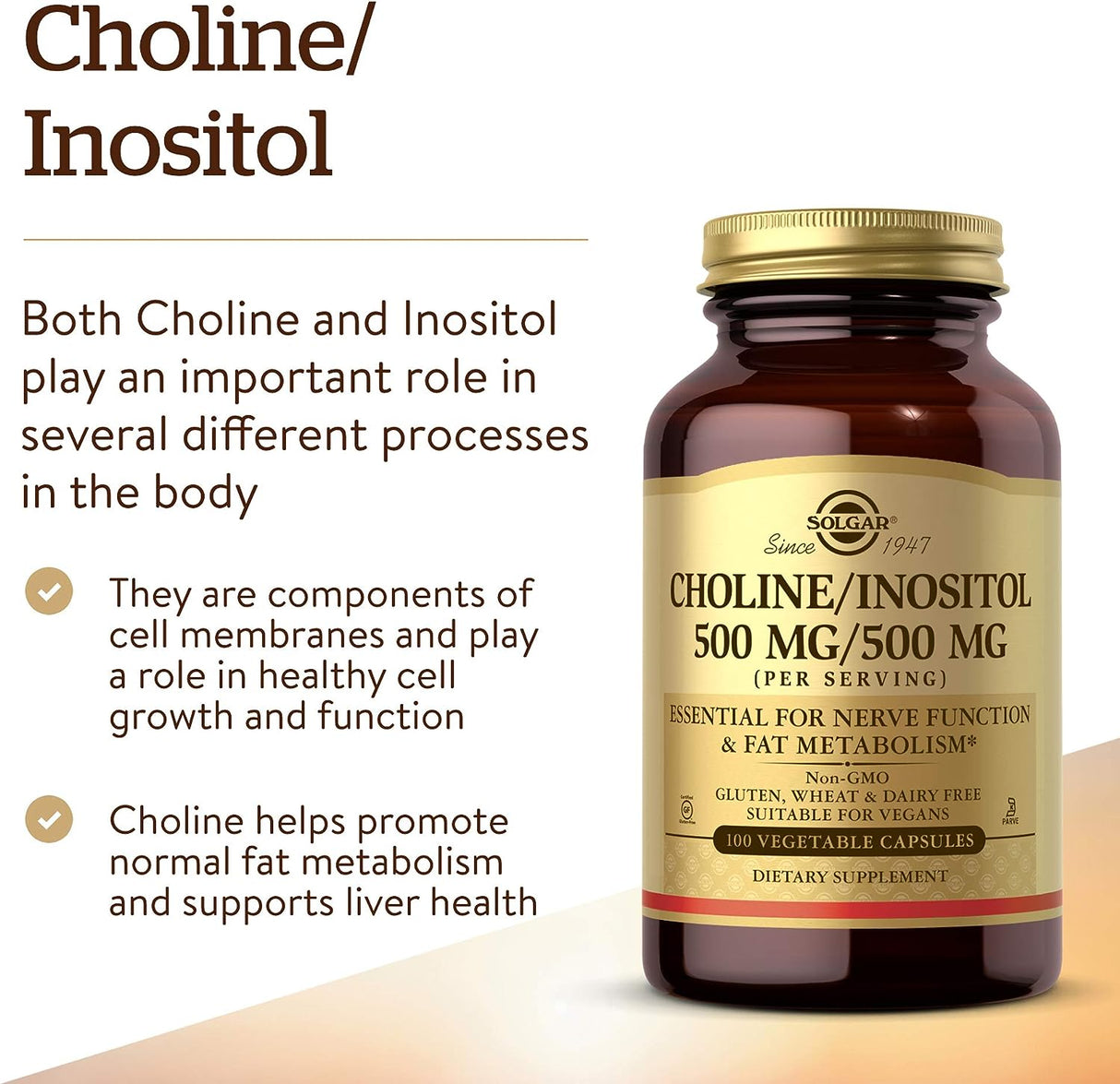 Solgar Choline/Inositol 500Mg./500Mg. 100 Capsulas