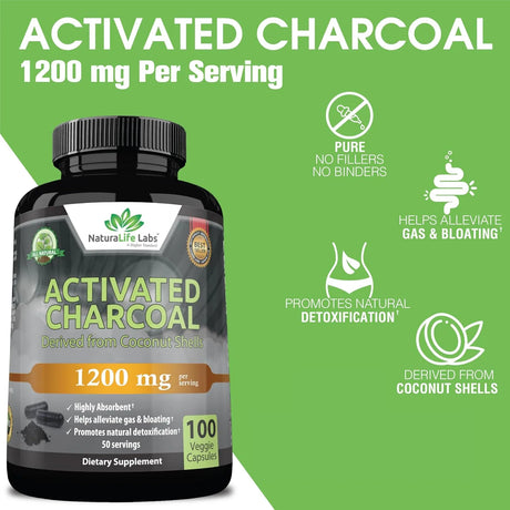 NATURALIFE LABS - NaturaLife Labs Activated Charcoal 1200Mg. 100 Capsulas - The Red Vitamin MX - Suplementos Alimenticios - {{ shop.shopifyCountryName }}