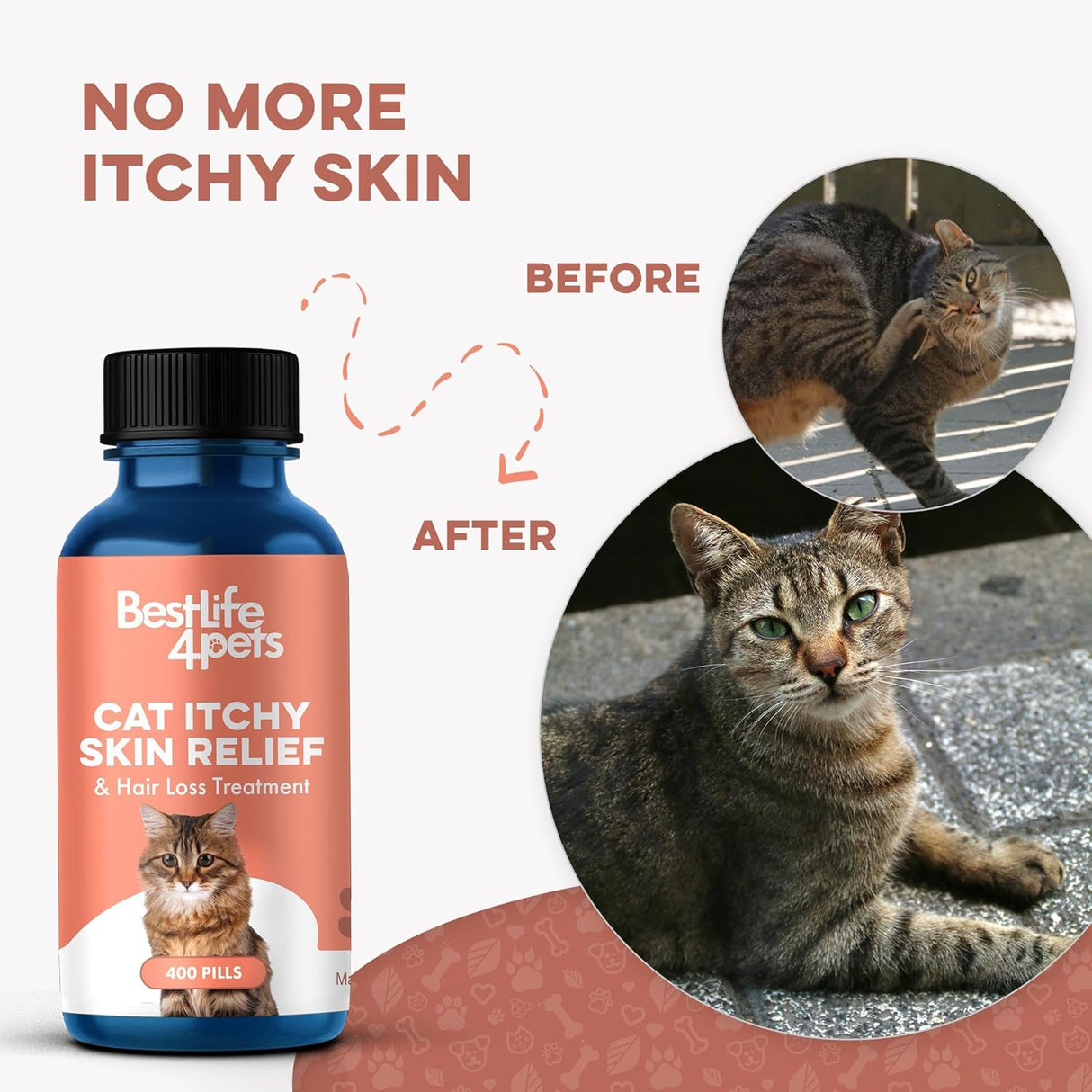 BestLife4Pets Cat Itchy Skin Relief & Hair Loss Treatment 400 Tabletas