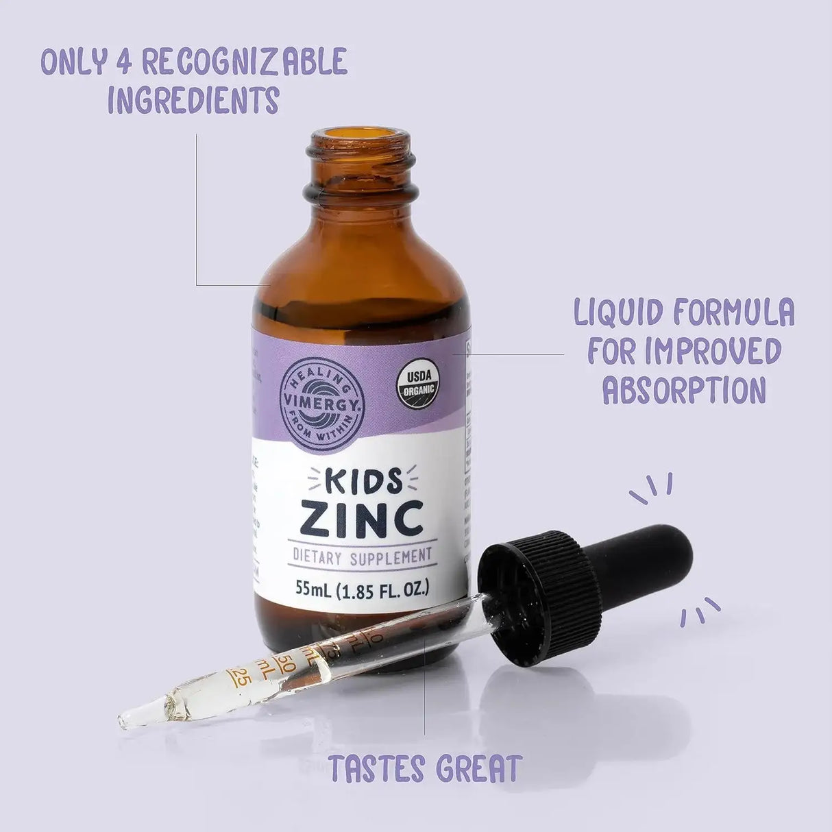 VIMERGY - Vimergy Kids Organic Liquid Zinc Sulfate 55Ml. - The Red Vitamin MX - Suplementos Alimenticios - {{ shop.shopifyCountryName }}