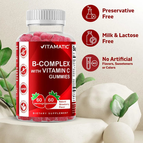 VITAMATIC - Vitamatic Vitamin B Complex Gummies with Vitamin C 60 Gomitas - The Red Vitamin MX - Suplementos Alimenticios - {{ shop.shopifyCountryName }}