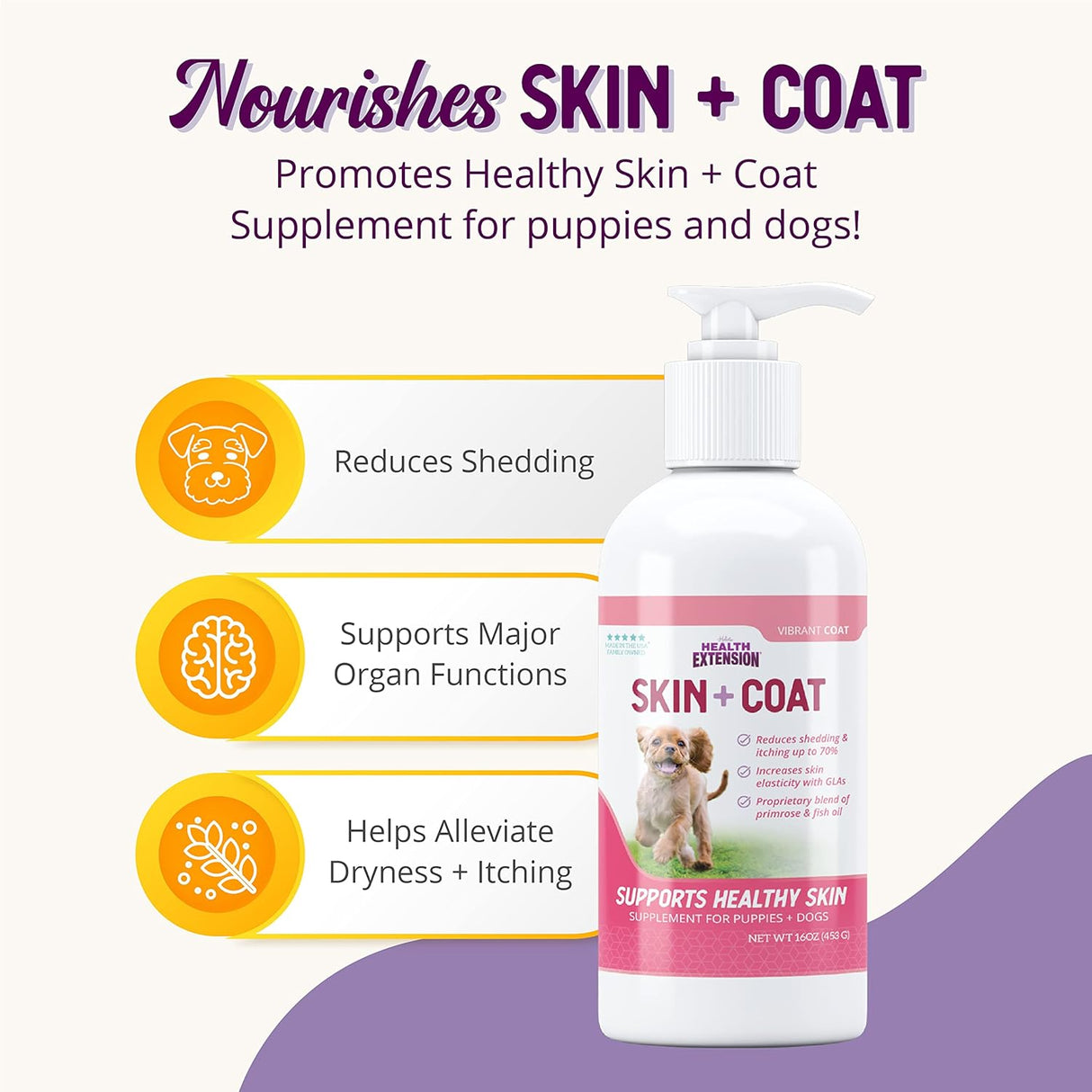 Health Extension Skin & Coat Supplement for Dogs 16 Oz.