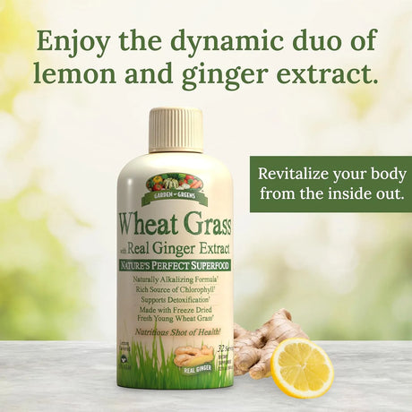 GARDEN GREENS - Garden Greens Wheat Grass Liquid with Real Ginger Extract 32 Servicios 946Ml. - The Red Vitamin MX - Suplementos Alimenticios - {{ shop.shopifyCountryName }}