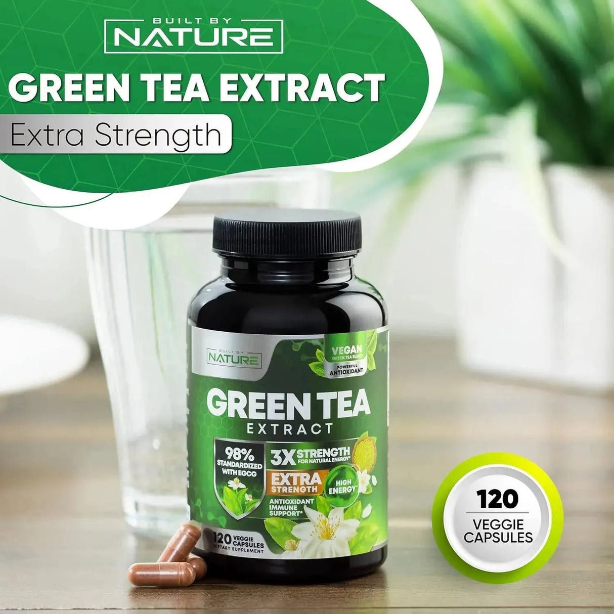 BUILT BY NATURE - Built by Nature Green Tea Extract 120 Capsulas - The Red Vitamin MX - Suplementos Alimenticios - {{ shop.shopifyCountryName }}