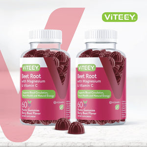 Viteey Beet Root Gummies with Magnesium & Vitamin C 60 Gomitas 2 Pack