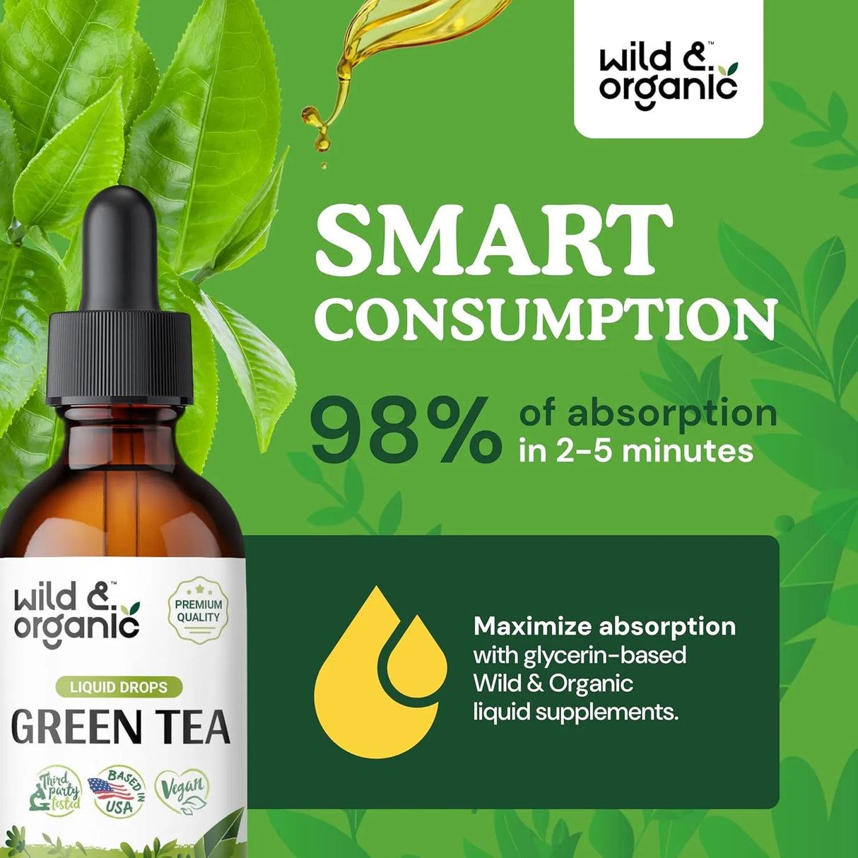 WILD & ORGANIC - Wild & Organic Green Tea Extract Liquid Drops 2 Fl.Oz. - The Red Vitamin MX - Suplementos Alimenticios - {{ shop.shopifyCountryName }}