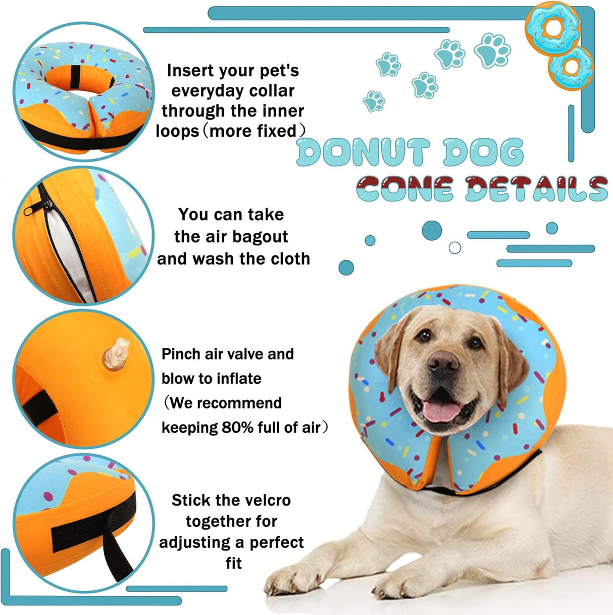 Cneo Recovery Donut Collar BLUE LARGE