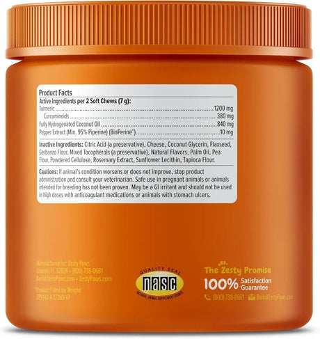ZESTY PAWS - Zesty Paws Turmeric Curcumin for Dogs Bacon Flavor 90 Masticables - The Red Vitamin MX - Cuidado De Cadera Y Articulaciones Para Perros - {{ shop.shopifyCountryName }}