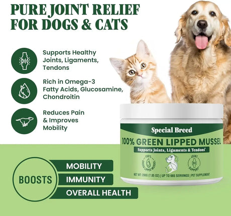 SPECIAL BREED - Special Breed Green Lipped Mussel Powder for Dogs & Cats 200Gr. - The Red Vitamin MX - Cuidado De Cadera Y Articulaciones Para Perros - {{ shop.shopifyCountryName }}