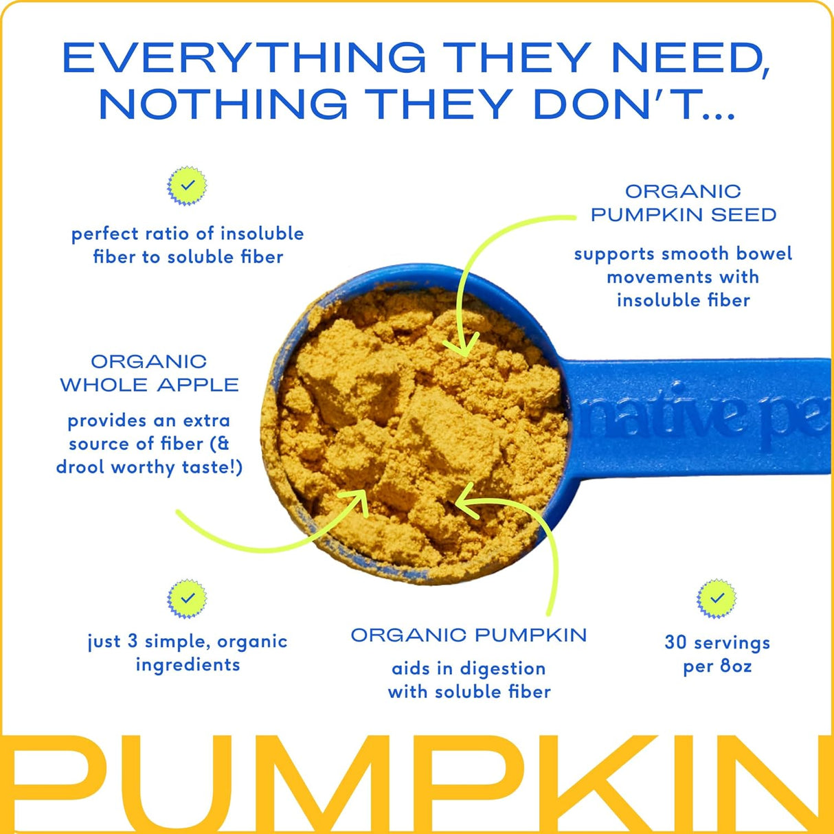 Native Pet Pumpkin for Dogs 120 Servicios 908Gr.