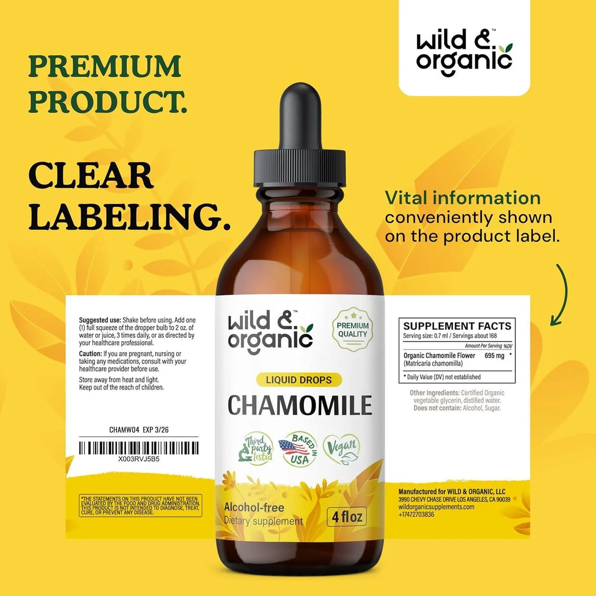 WILD & ORGANIC - Wild & Organic Chamomile Drops 4 Fl.Oz. - The Red Vitamin MX - Suplementos Alimenticios - {{ shop.shopifyCountryName }}