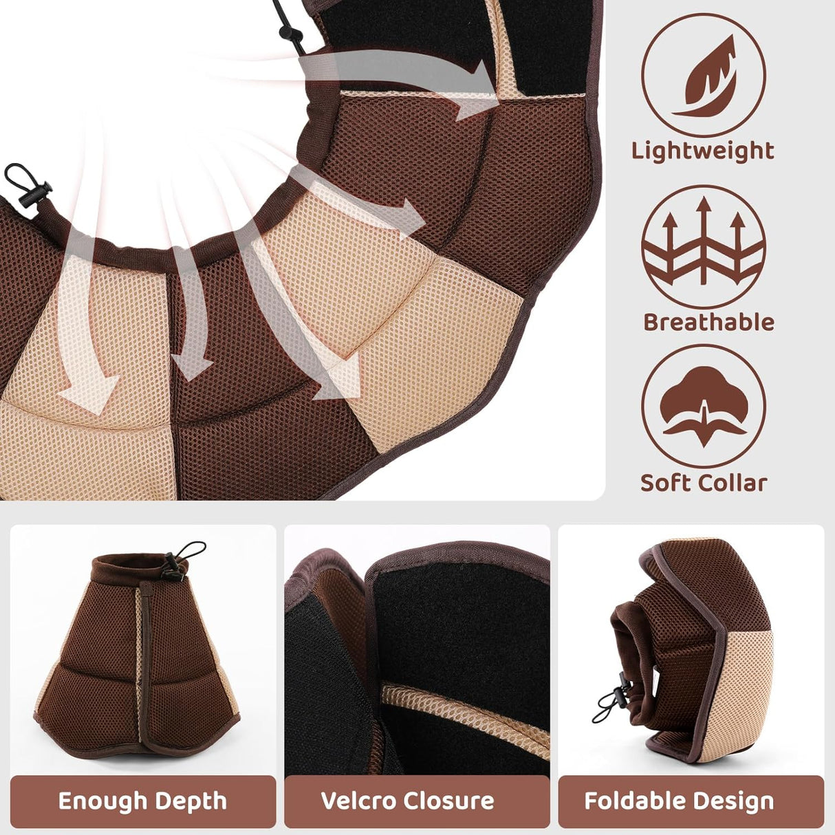SUNFURA Dog Cone BROWN MEDIUM