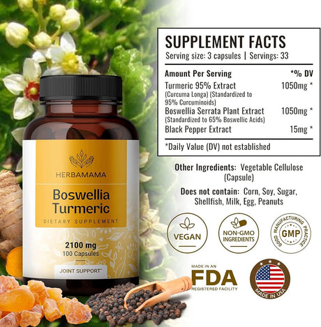 HERBAMAMA - HERBAMAMA Boswellia Turmeric 2100Mg. 100 Capsulas - The Red Vitamin MX - Suplementos Alimenticios - {{ shop.shopifyCountryName }}