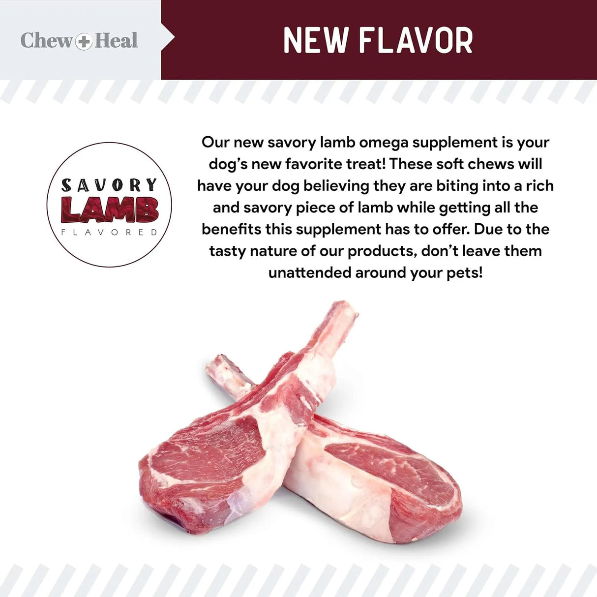 CHEW + HEAL - Chew + Heal Labs Omega Treats for Skin and Coat Lamb Flavor 180 Masticables - The Red Vitamin MX - Aceite De Pescado Para Perros - {{ shop.shopifyCountryName }}