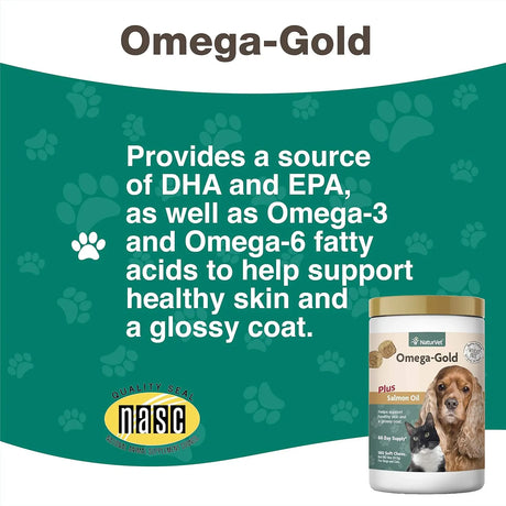 NATURVET - NaturVet Omega-Gold Plus Salmon Oil 180 Masticables - The Red Vitamin MX - Aceite De Pescado Para Perros - {{ shop.shopifyCountryName }}