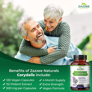 Zazzee Extra Strength Corydalis 15:1 Extract 7500Mg. 120 Capsulas