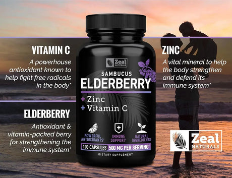 ZEAL NATURALS - Zeal Naturals Max Strength Elderberry 500Mg. 100 Capsulas - The Red Vitamin MX - Suplementos Alimenticios - {{ shop.shopifyCountryName }}