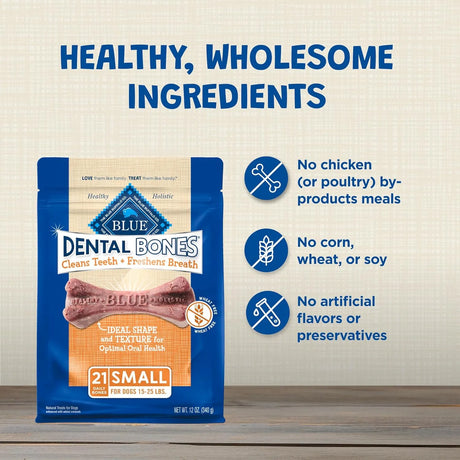 BLUE BUFFALO - Blue Buffalo Dental Bones Small Natural Dental Chew Dog Treats 21 Piezas - The Red Vitamin MX - Cuidado Dental Para Perros - {{ shop.shopifyCountryName }}