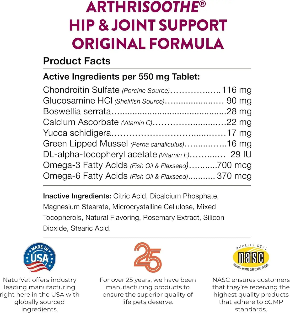 NATURVET - NaturVet ArthriSoothe Hip & Joint Formula Pet for Dogs & Cats 500 Tabletas Masticables - The Red Vitamin MX - Cuidado De Cadera Y Articulaciones Para Perros - {{ shop.shopifyCountryName }}