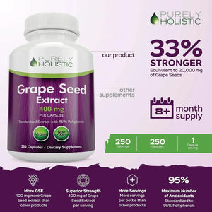 PURELY HOLISTIC - Purely Holistic Grape Seed Extract 20,000Mg. 250 Capsulas - The Red Vitamin MX - Suplementos Alimenticios - {{ shop.shopifyCountryName }}