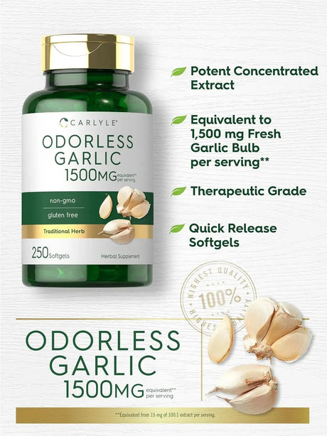 CARLYLE - Carlyle Odorless Garlic 1500Mg. 250 Capsulas Blandas - The Red Vitamin MX - Suplementos Alimenticios - {{ shop.shopifyCountryName }}