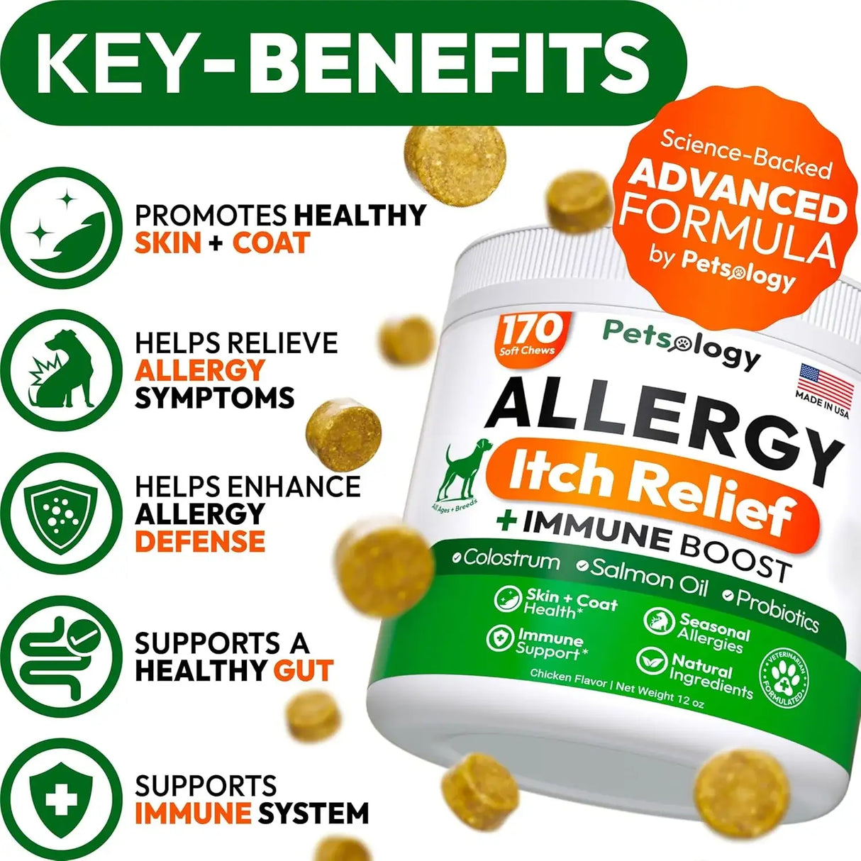 PETSOLOGY - Petsology Dog Allergy Relief Chews 170 Masticables - The Red Vitamin MX - Remedios Para La Picazón De Perros - {{ shop.shopifyCountryName }}