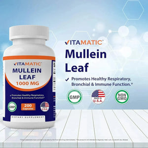 VITAMATIC - Vitamatic Mullein Leaf 1000Mg. 200 Capsulas - The Red Vitamin MX - Suplementos Alimenticios - {{ shop.shopifyCountryName }}