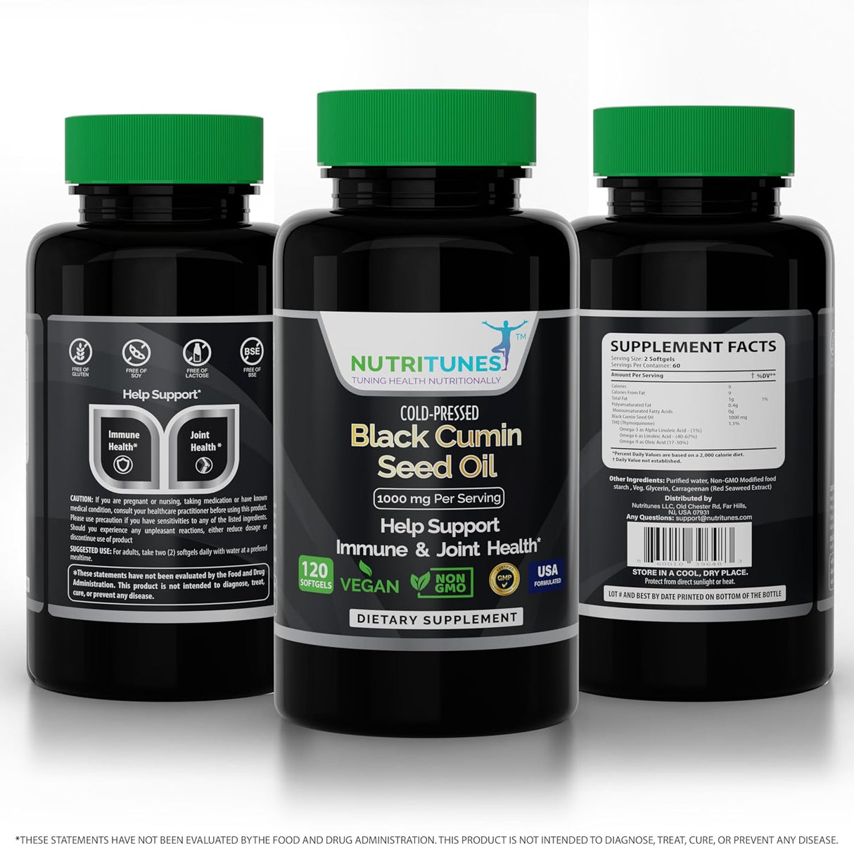Nutritunes Black Cumin Seed Oil 1000Mg. 120 Capsulas Blandas
