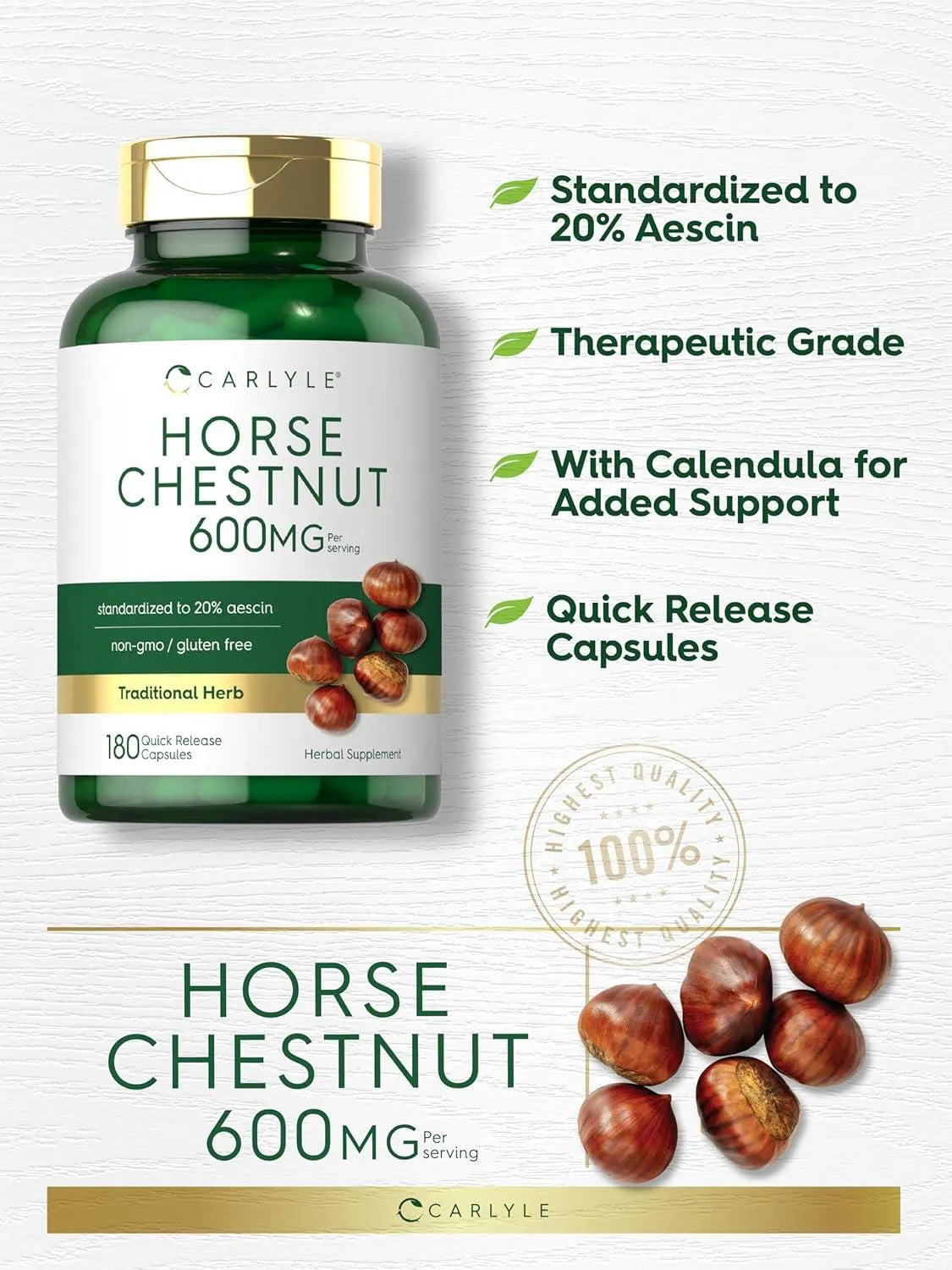 CARLYLE - Carlyle Horse Chestnut 600Mg. 180 Capsulas - The Red Vitamin MX - Suplementos Alimenticios - {{ shop.shopifyCountryName }}